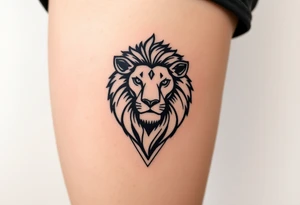 Lion with diamond geometric shapes and tattoo idea
