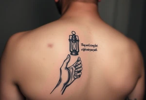 Someone holding a small lantern to light up a road with the text: "Thy word is a lamp unto my feet a light unto my path." The tattoo should be on the forearm tattoo idea