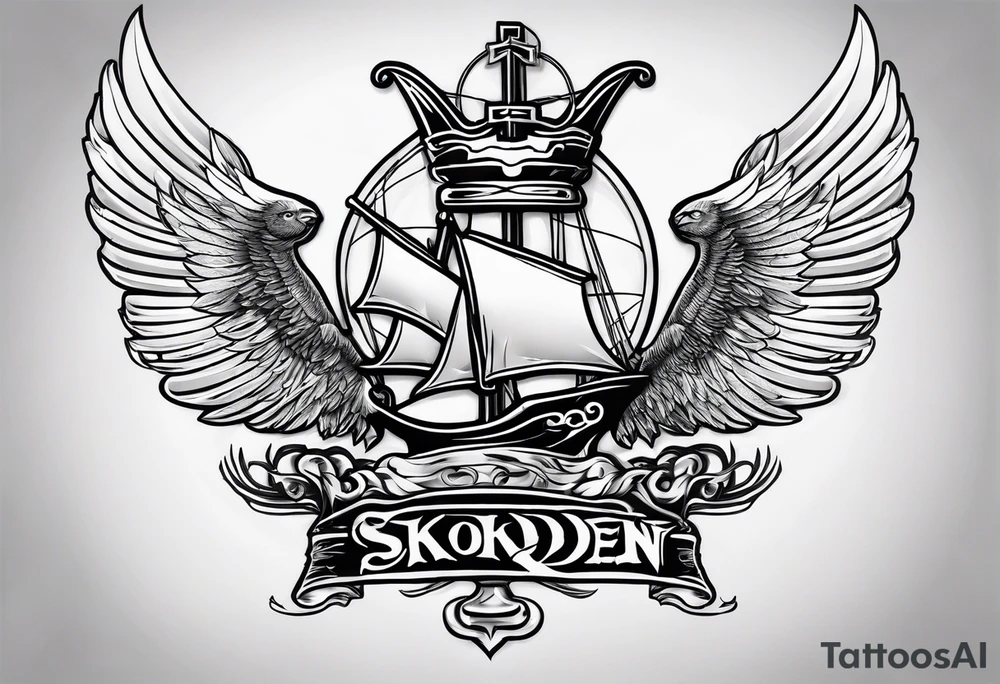 "SKODEN" written in sailor Jerry font tattoo idea