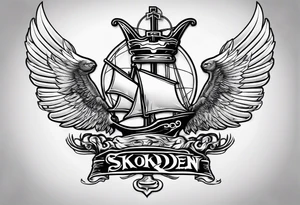"SKODEN" written in sailor Jerry font tattoo idea