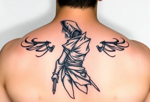 Assassin girl, standing from side tattoo idea