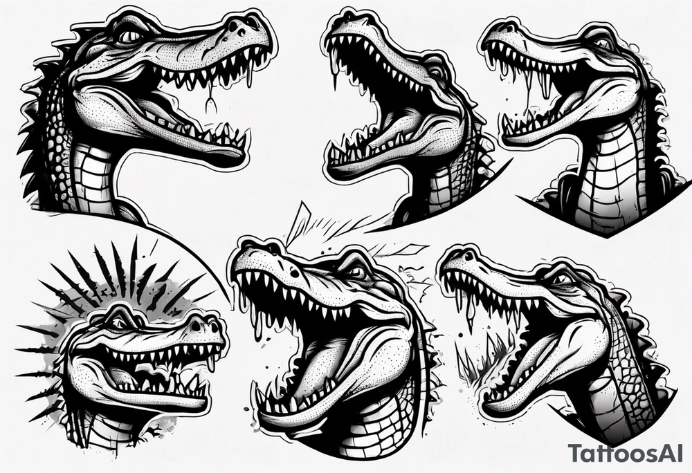 cartoon crocodile stading up CRYING tattoo idea