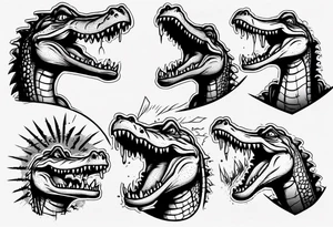 cartoon crocodile stading up CRYING tattoo idea