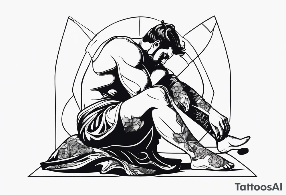 a statue of a man carving himself tattoo idea