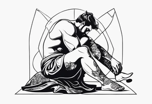 a statue of a man carving himself tattoo idea