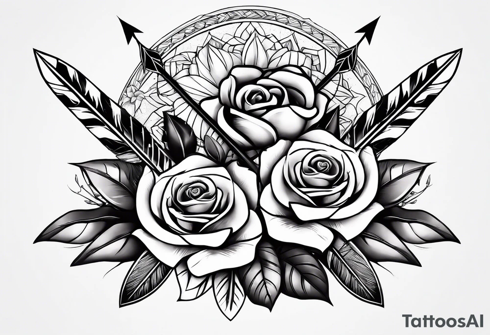 five Indian arrows going through a single rose tattoo idea five Indian arrows going through a single rose tattoo idea