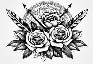 five Indian arrows going through a single rose tattoo idea