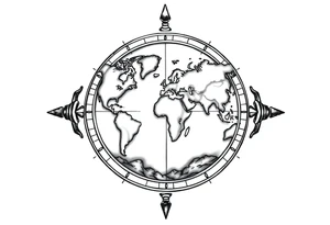 compass with world map tattoo idea