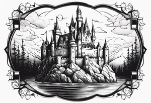 a castle floating in the crystal tattoo idea