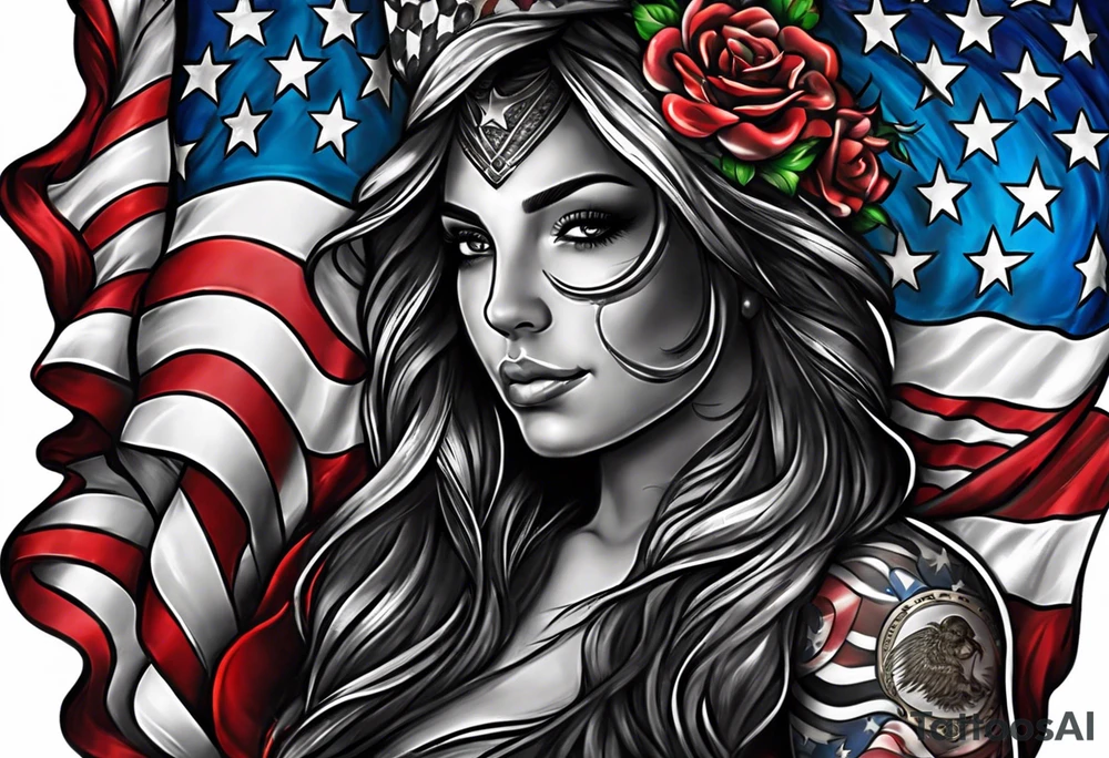 Make a tattoo an american flag that demonstrates the love and pride of my origins tattoo idea