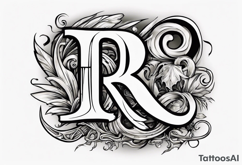 Letter R with date 09.01.23 tattoo idea