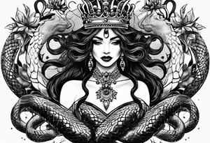 queens crown transforms into snakes tattoo idea
