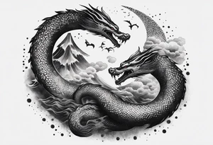 World serpent fighting in a typhoon tattoo idea