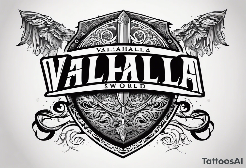 Valhalla sword shield heaven tattoo idea