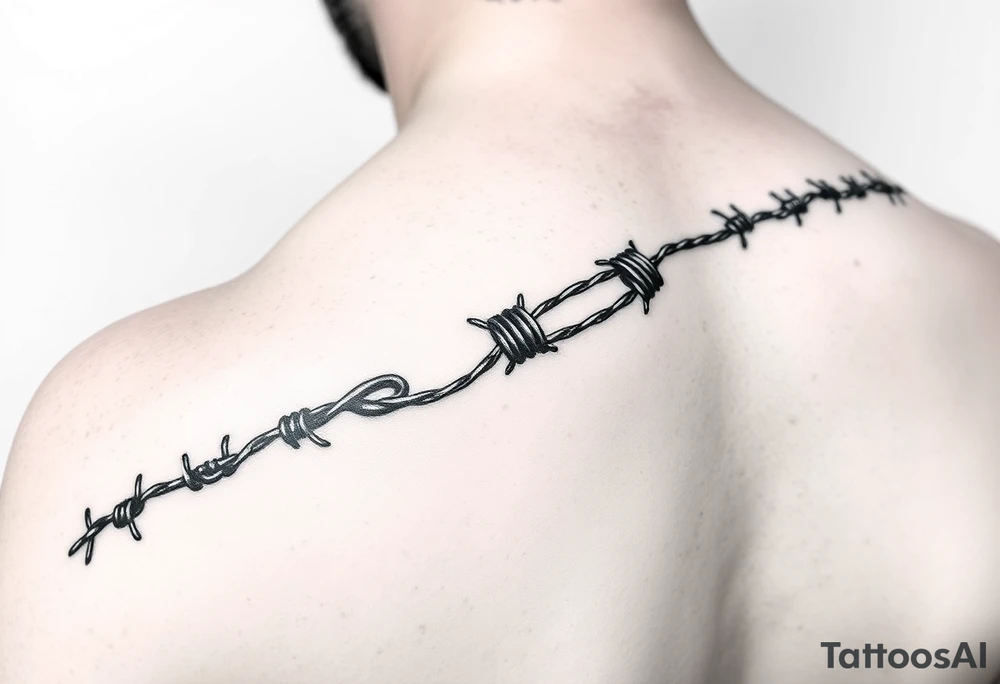 I want a barbed wire wraparound tattoo on my forearm that starts from my hand and goes around my arm to my bicep where it ends up coiling itself on the bicep. It should also have a part that looks like a chain which is breaking to representing breaking generational curses tattoo idea