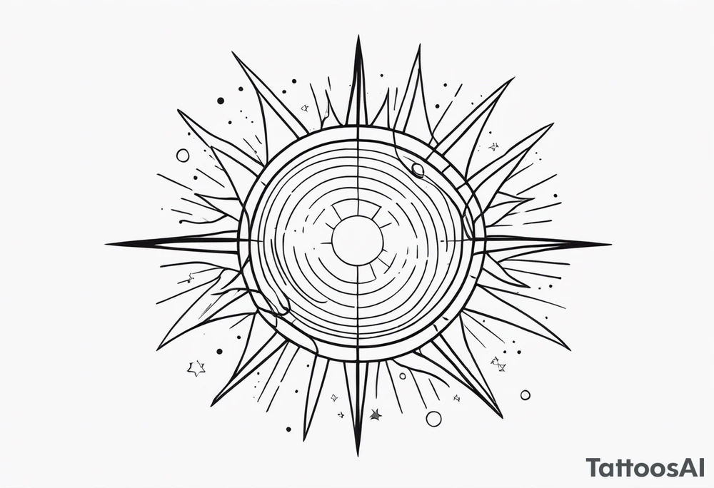 Sun with lines and dots simple tattoo idea