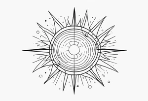 Sun with lines and dots simple tattoo idea