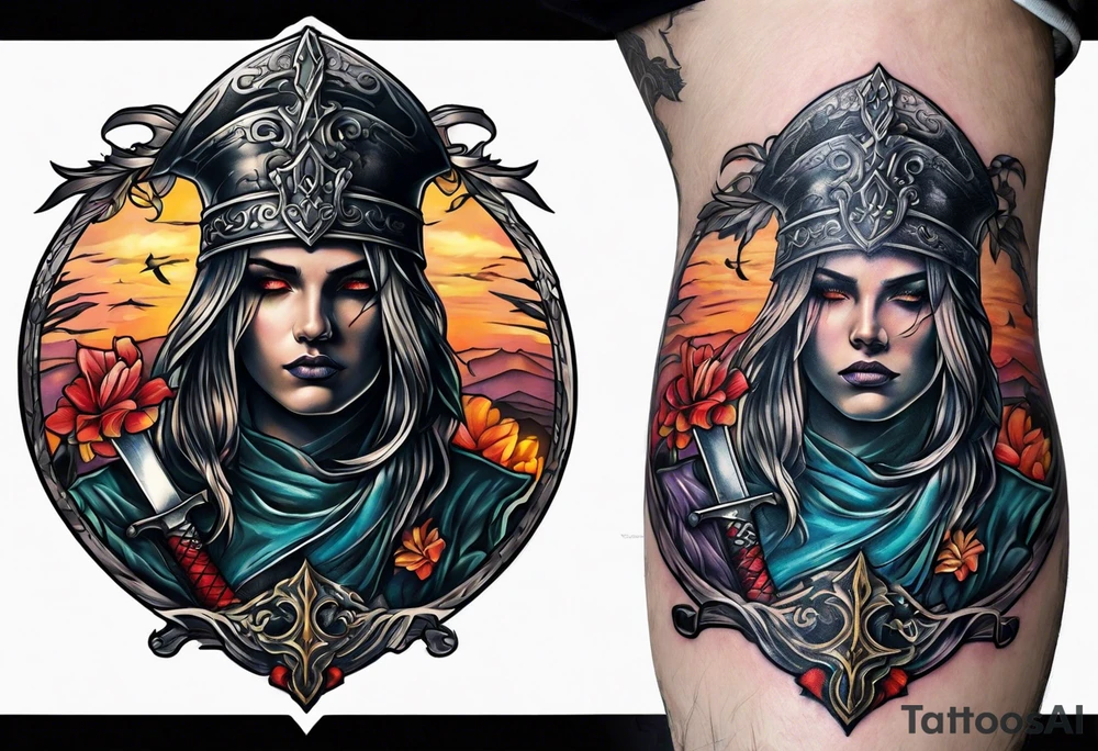 Sword grave yard tattoo idea
