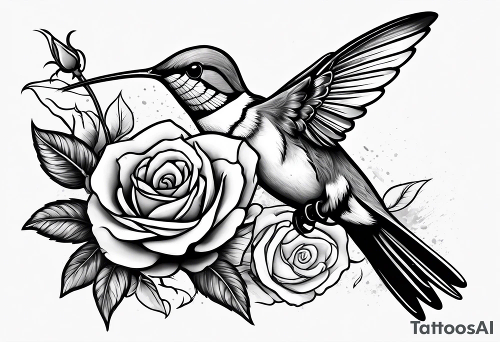 Humming bird and Rose tattoo idea