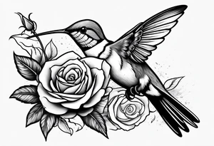 Humming bird and Rose tattoo idea