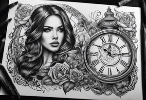 marcus auralieus with hourglass clock, death, love, fate, life tattoo idea