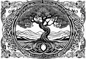 Nordic tree of life made of two seperate trees twisting together tattoo idea