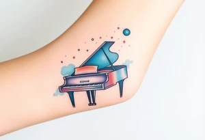 dreamy grand piano under the stars tattoo idea