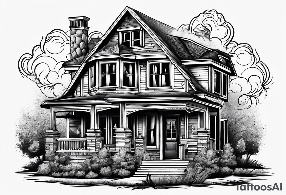 House on fire tattoo idea