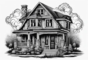 House on fire tattoo idea
