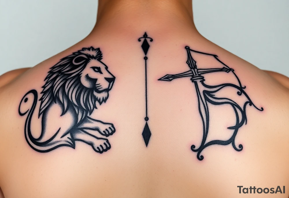 Leo zodiac sign and Sagittarius together tattoo idea