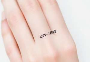 simple and elegant black ring with a delicate engraving of the wedding date tattoo idea
