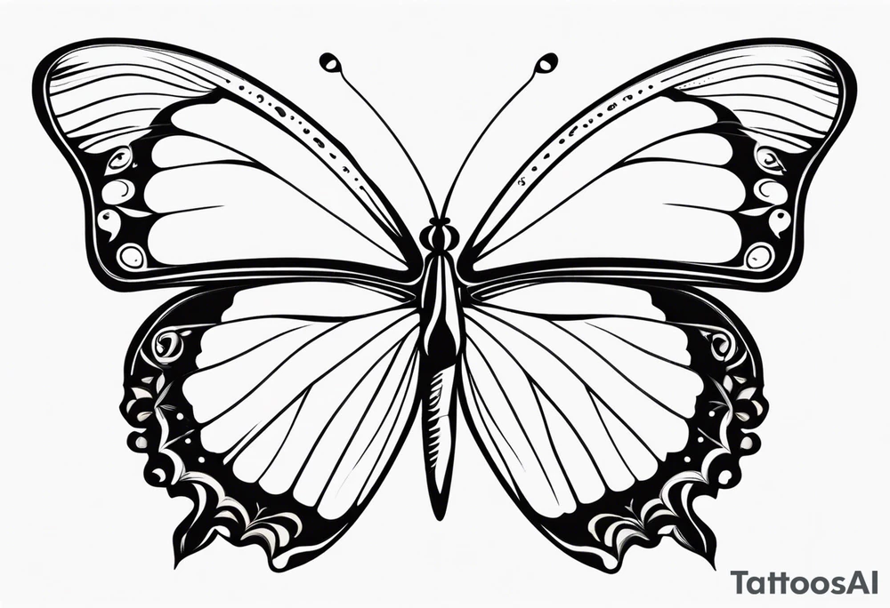 Butterfly: “A vibrant butterfly with colorful wings, resting on a flower, showcasing transformation and beauty.” tattoo idea