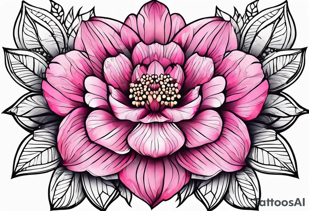 Pink flowers with dott pattern tattoo idea