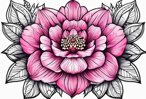 Pink flowers with dott pattern tattoo idea