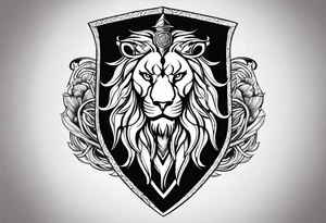 Valhalla shield sword lion dragon tattoo idea