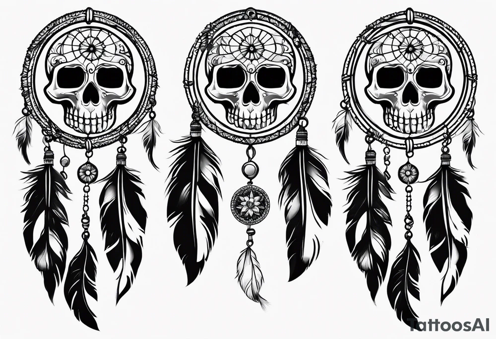 Dream catcher with skulls tattoo idea
