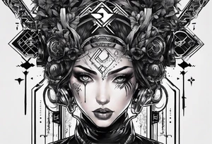 I need a tattoo design that prominently features the letters X and I while incorporating cyberpunk elements. The tattoo will be placed on the wrist. tattoo idea