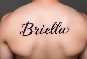 "Briella" in gothic yet feminine font on thumb tattoo idea