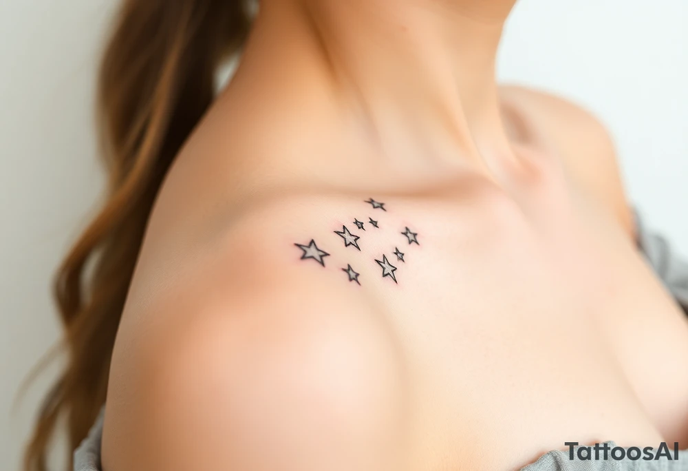 Stars wrapping collarbone tattoo idea