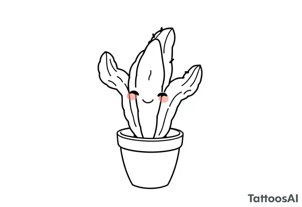 Cutesy smiley Cacti in a pot tattoo idea