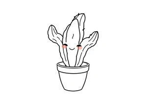 Cutesy smiley Cacti in a pot tattoo idea