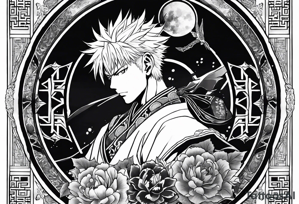 Toji zenin from jujutsu kaisen as a tarot card tattoo idea