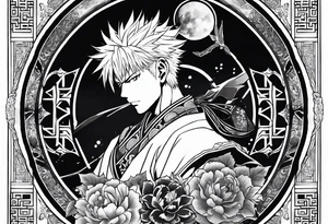 Toji zenin from jujutsu kaisen as a tarot card tattoo idea