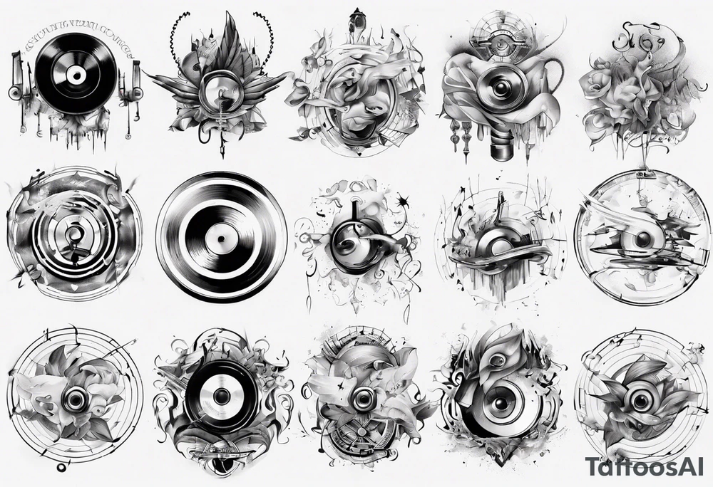 sound music disc jokey tattoo idea
