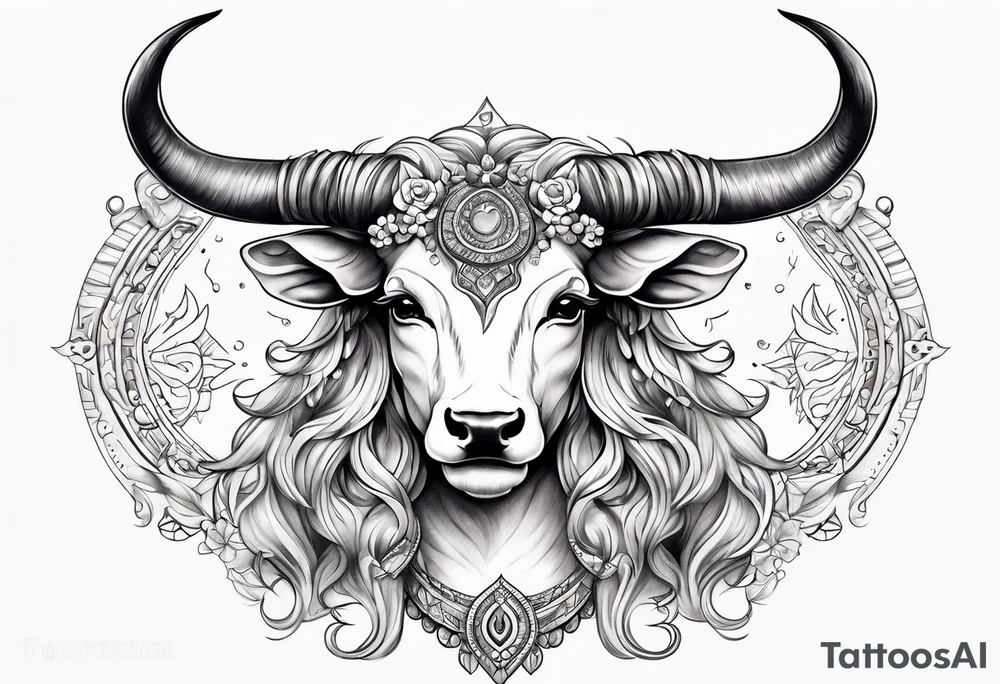 Beautiful taurus goddess tattoo idea