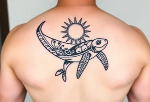 Polynesian/maori music waveforms deep-sea manta ray flowing lines, maori sun, maori turtle tattoo idea