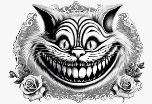 Cheshire Cat From Alice in wonderland with quote I’m not crazy my reality is just different than yours tattoo idea