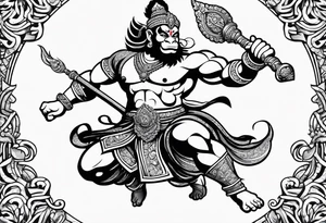 hanuman flying holding his mace (no wings) tattoo idea