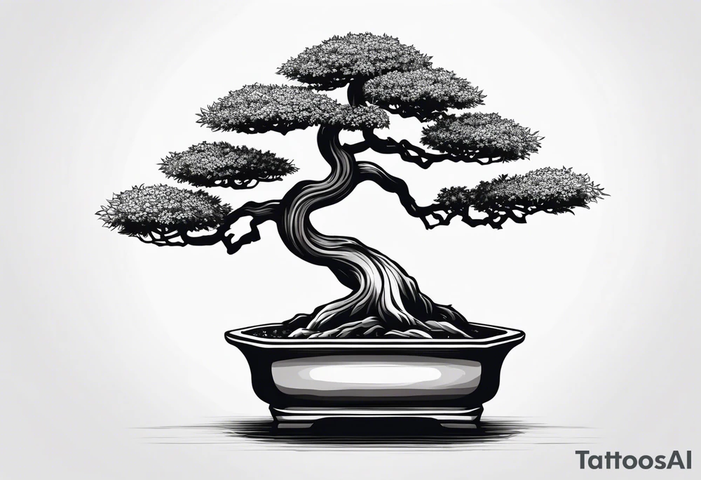bonsai tree with one side that has more foliage than the other. Mean to fit under an arm on a rib cage. tattoo idea