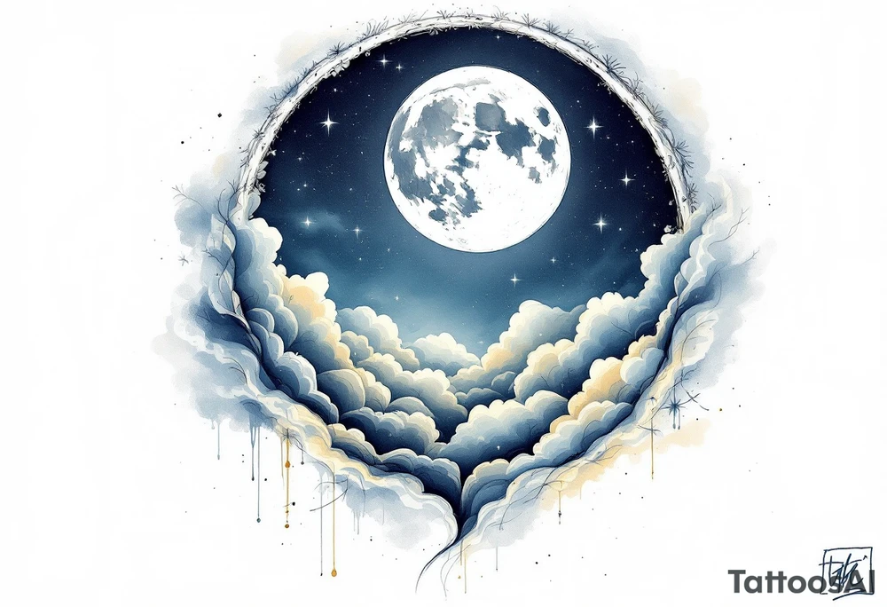 Night sky with moon tattoo idea
